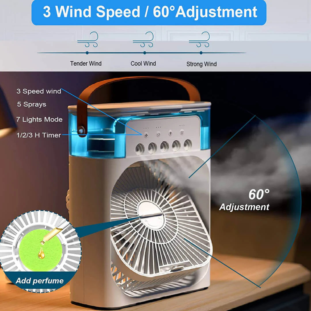 Portable Air Conditioner Fan, Mini Evaporative Air Cooler with 7 Colors LED Light,