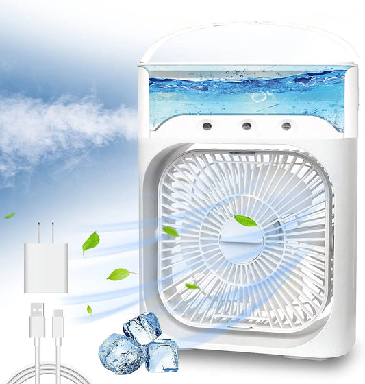 Portable Air Conditioner Fan, Mini Evaporative Air Cooler with 7 Colors LED Light,