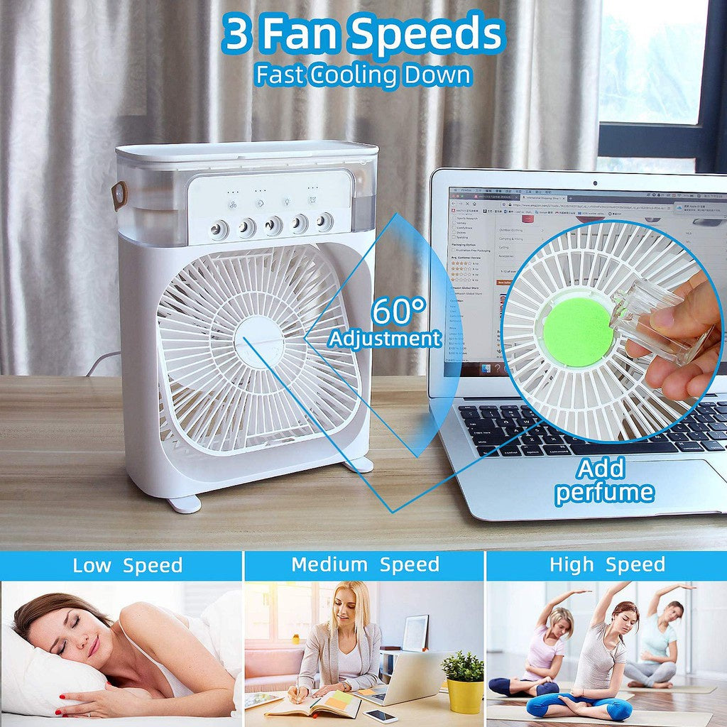 Portable Air Conditioner Fan, Mini Evaporative Air Cooler with 7 Colors LED Light,