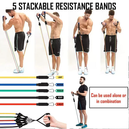 11(PCS) Power Exercise Resistance Band Set 5 In 1 Fitness Band Equipment For Men And Women