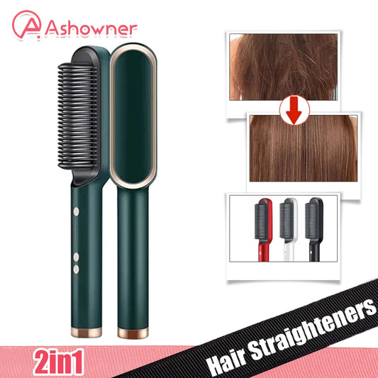 2in1Hair Straightener Brush Set Comb Hair