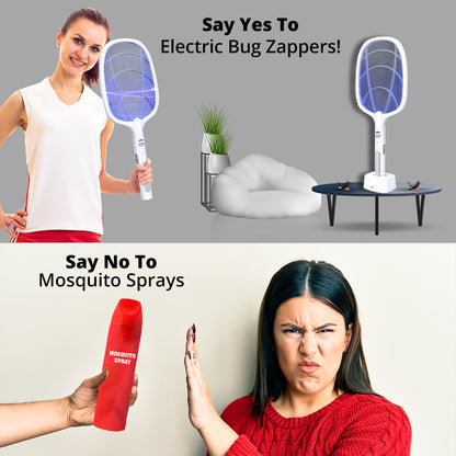 WBM Mosquito Killer Racket, 2 in 1 Rechargeable Mosquito Lamp With LED Light & Charging Stand