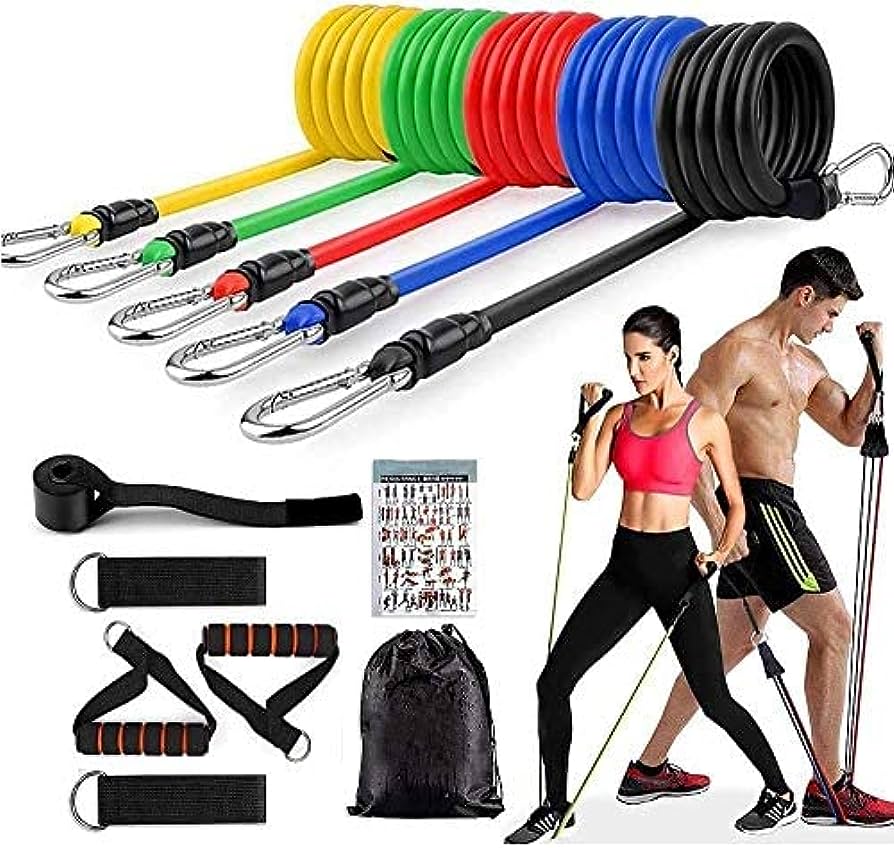 11(PCS) Power Exercise Resistance Band Set 5 In 1 Fitness Band Equipment For Men And Women