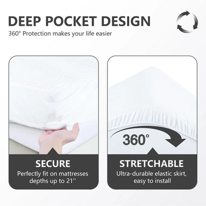 Waterproof Mattress Cover For Double Bed King Size Fitted Mattress Protector Anti Slip Bed Sheet