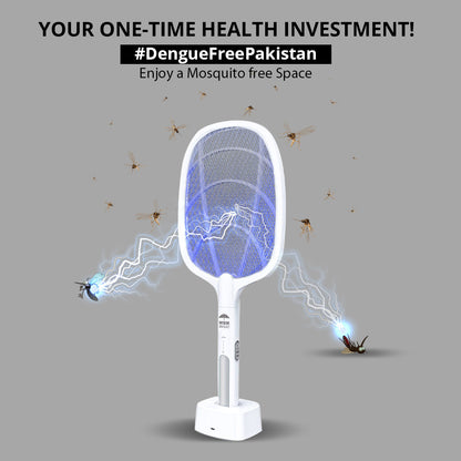 WBM Mosquito Killer Racket, 2 in 1 Rechargeable Mosquito Lamp With LED Light & Charging Stand