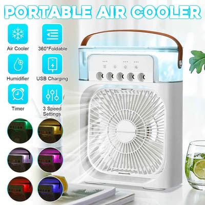 Portable Air Conditioner Fan, Mini Evaporative Air Cooler with 7 Colors LED Light,