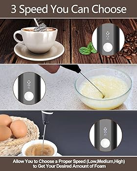 Coffee beater Electric 3 Modes USB Speed Adjustable Electric Milk Frother Coffee and Egg Beater