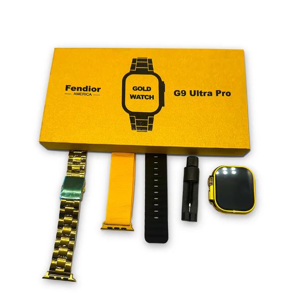 G9 Ultra Pro Smartwatch Golden Edition With Gesture Feature 90Hz Display With 3 Straps Ultra Smart Watch