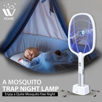 WBM Mosquito Killer Racket, 2 in 1 Rechargeable Mosquito Lamp With LED Light & Charging Stand