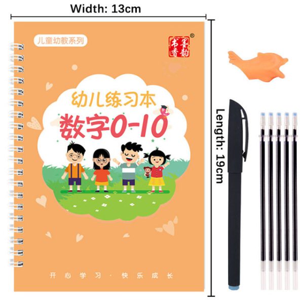 Magic Practice Copybook 4Books+Magic Pen &10 INK Refill Book for Montessori Children