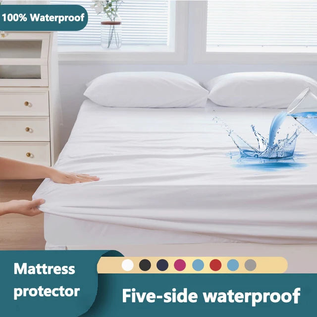 Waterproof Mattress Cover For Double Bed King Size Fitted Mattress Protector Anti Slip Bed Sheet