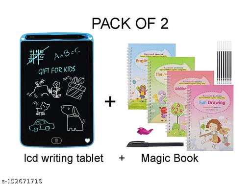 8.5 Inch LCD Writing Tablet with Reusable Magic Book 4Magic Books 1Magic Pen 10Refills 1Grip