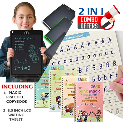 8.5 Inch LCD Writing Tablet with Reusable Magic Book 4Magic Books 1Magic Pen 10Refills 1Grip