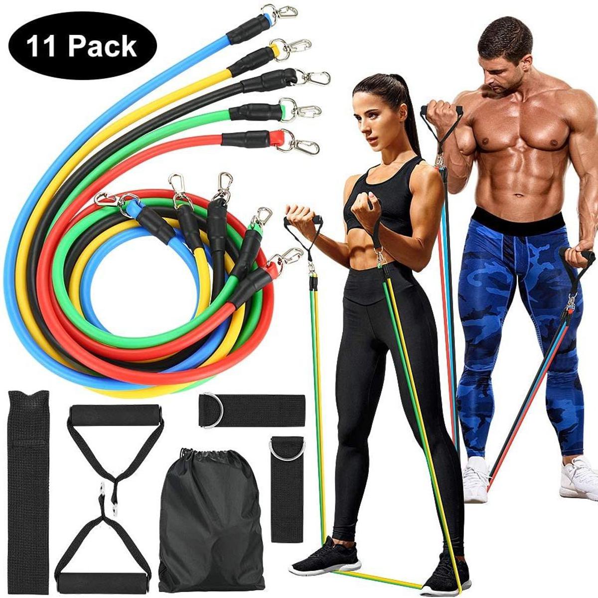 11(PCS) Power Exercise Resistance Band Set 5 In 1 Fitness Band Equipment For Men And Women