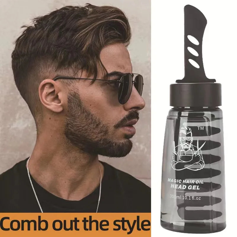 Hair Oil Head Gel, Hair Gel for Men, 2 in 1 Hair Wax Comb UK