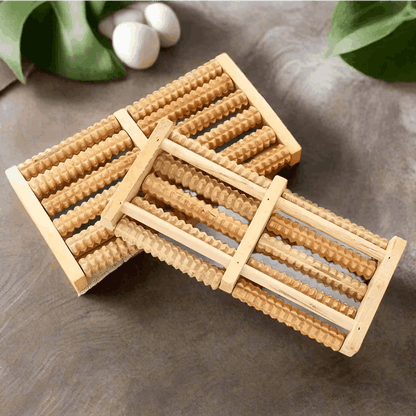 Wooden Foot Roller Massager–Stress & Pain Relief Tool