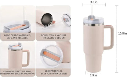 Stainless Steel 1200.ML. Tumbler with Straw and Handle