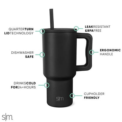 Stainless Steel 1200.ML. Tumbler with Straw and Handle