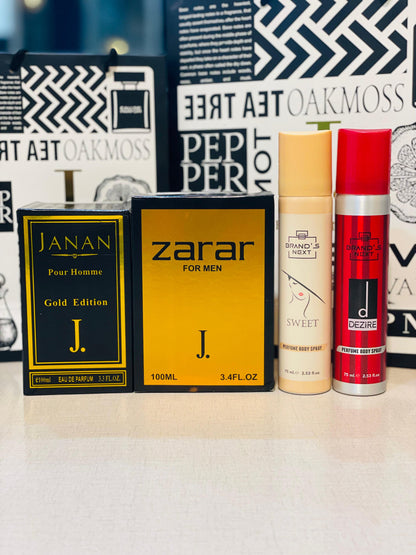 Hot Deal Luxury Perfume Bundle – Janan Gold, Zarar  (Free Body Sprays)