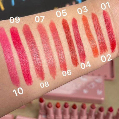 Dragon Ranee Vigor Make Up Matte Lipstick 10Pcs Set