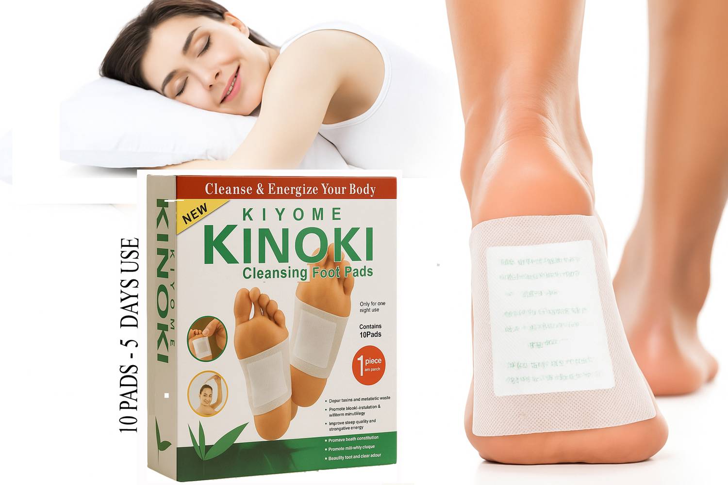 Buy 1 Get 1 Free Kinoki Cleansing Foot Pads – Overnight Foot Care Patches | 10 Pads