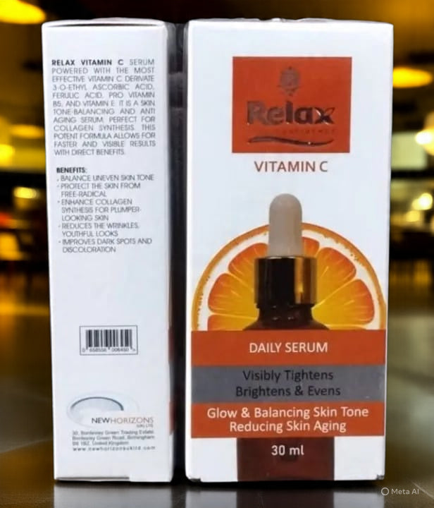 Relax Vitamin C Face Serum 30ml – Skin Brightening, Anti-Aging, Dark Spot Removal & Glow Booster