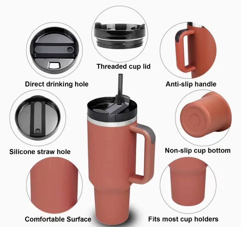 Stainless Steel 1200.ML. Tumbler with Straw and Handle