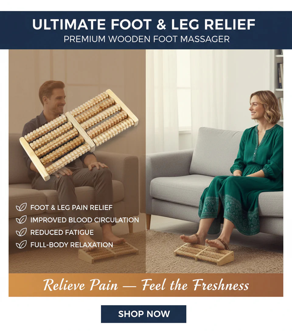 Wooden Foot Roller Massager–Stress & Pain Relief Tool
