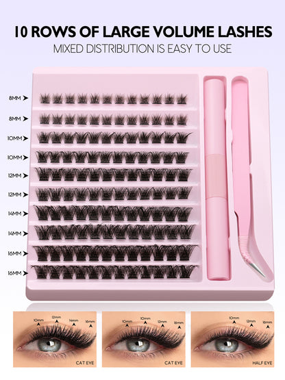 DIY Cluster False Eyelashes 30D – 200PCS Natural Volume Lash Extensions (8–16mm Mix)