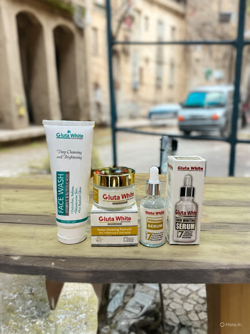 3IN1 KIT Gluta White Face Wash, Whitening Serum & Day & Night Cream – Skin Whitening & Brightening