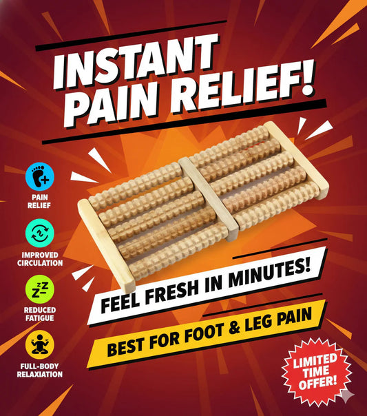 Wooden Foot Roller Massager–Stress & Pain Relief Tool
