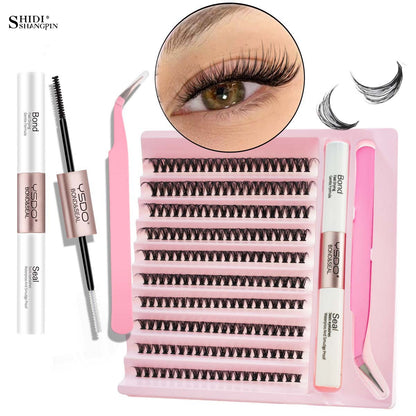 DIY Cluster False Eyelashes 30D – 200PCS Natural Volume Lash Extensions (8–16mm Mix)