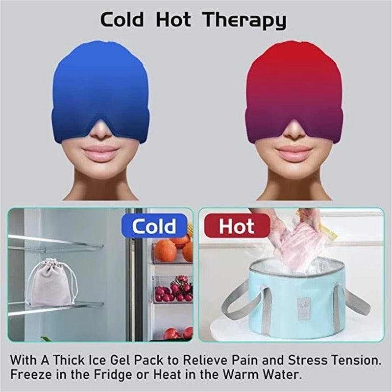 Gel Hot Cold Therapy Headache Migraine Relief Hat Head Massager Antistress Relax Massage Machine Health Care Ice Eye Mask