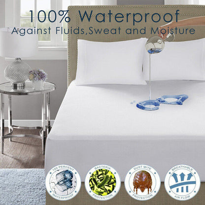 Waterproof Mattress Cover For Double Bed King Size Fitted Mattress Protector Anti Slip Bed Sheet