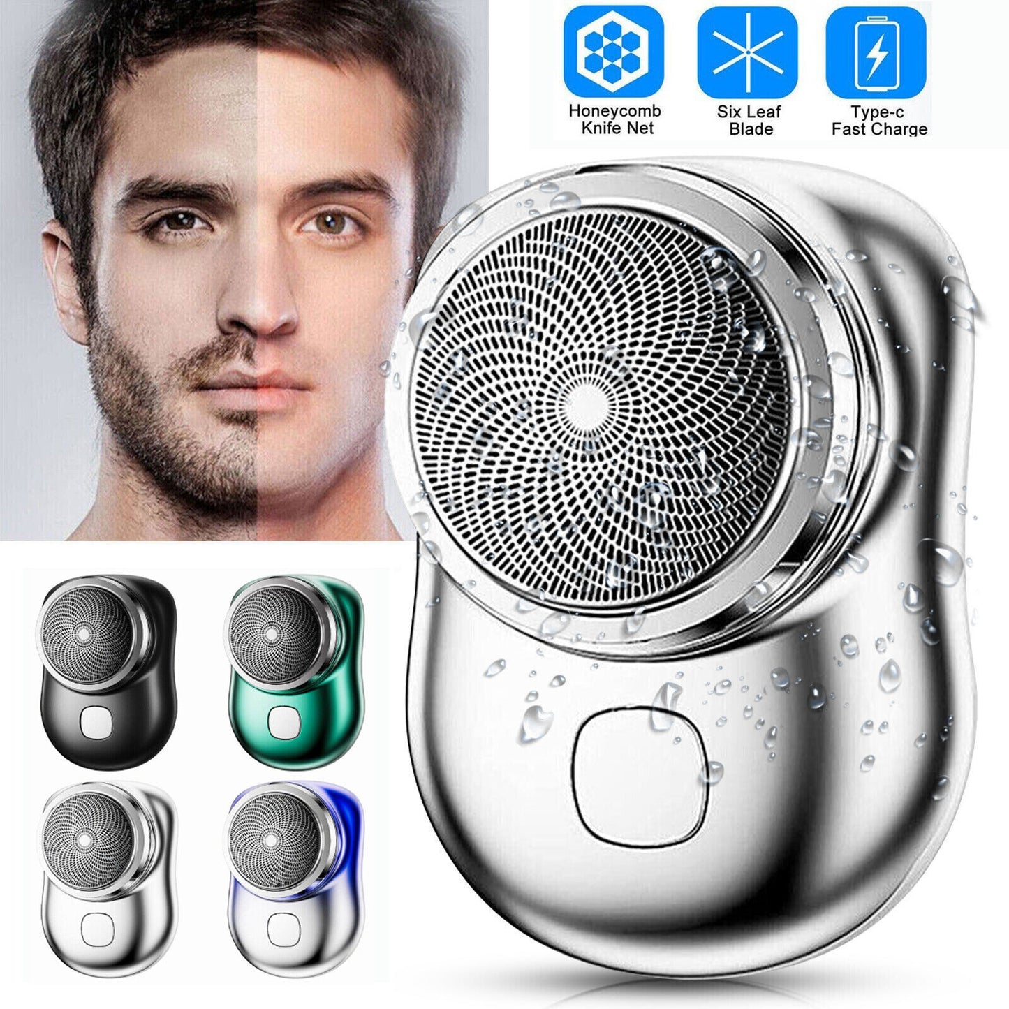 Mini Shave Portable Shaver Wet and Dry Men Is USB Rechargeable Shaver Charging Simple One Touch.