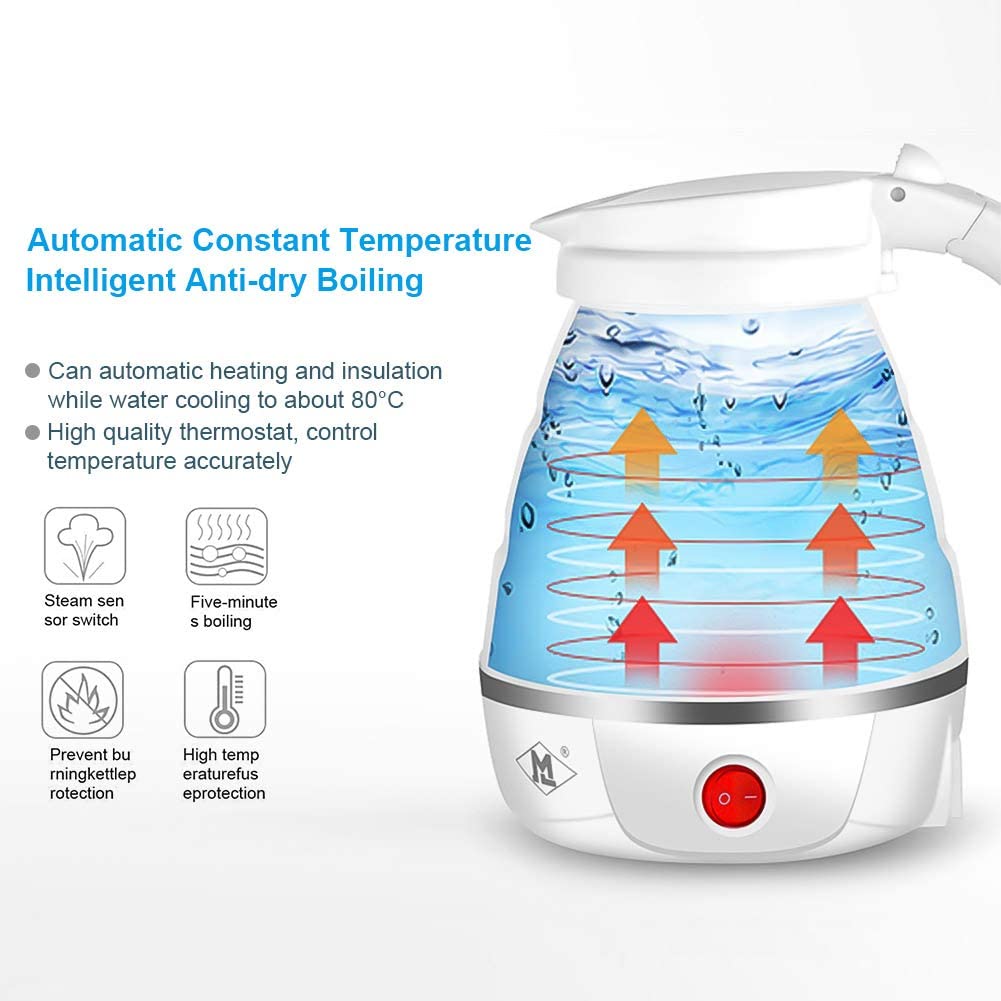 600ML Foldable Kettle - Food Grade Silicone Material, Electrical Operated - ENLIVE