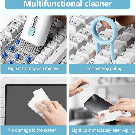 Keep Your Electronics Pristine with the 7 in 1 Keyboard Cleaner and Earphone Cleaning Kit! - ENLIVE