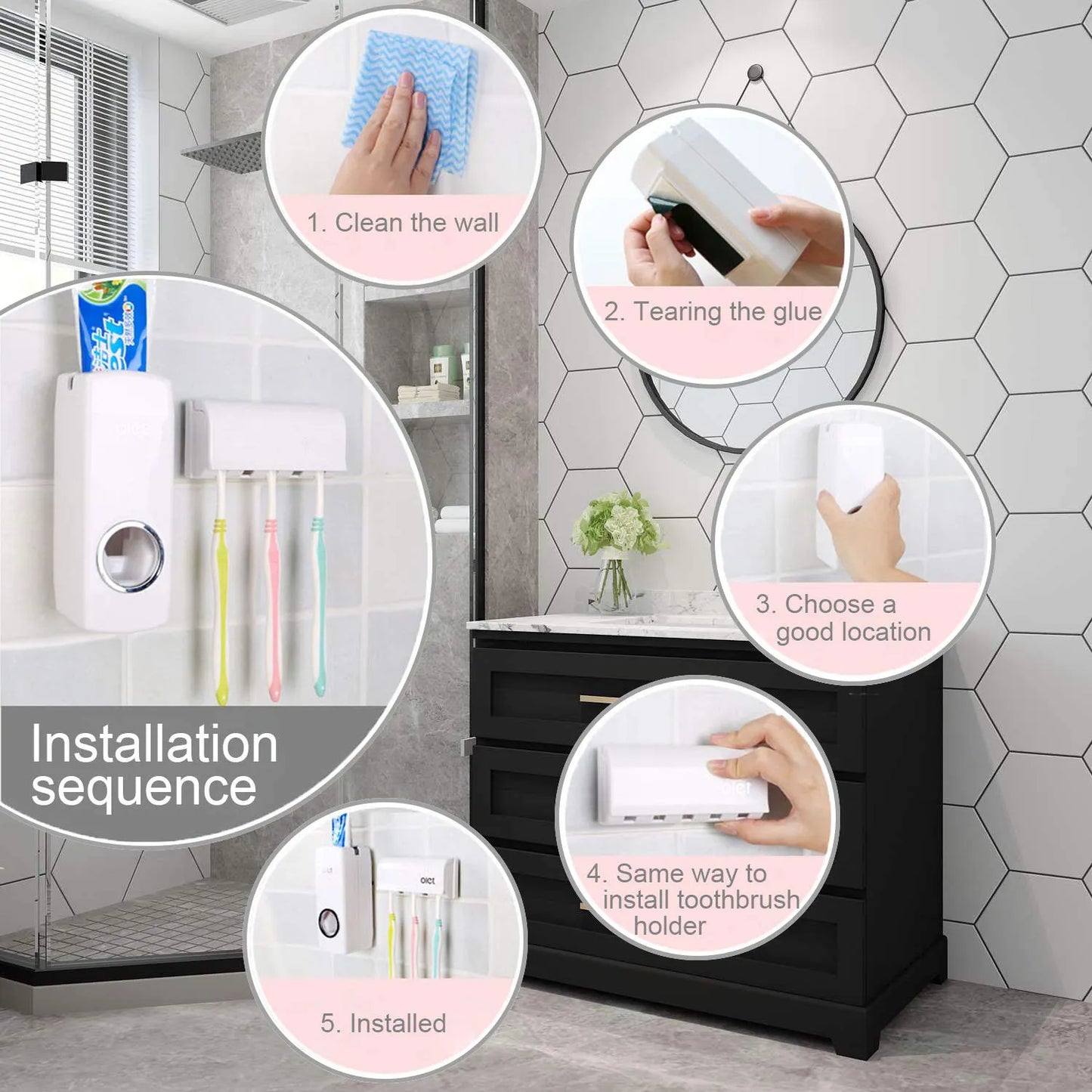 Keep Your Bathroom Organized with this Toothpaste Dispenser and Toothbrush Holder Set - ENLIVE