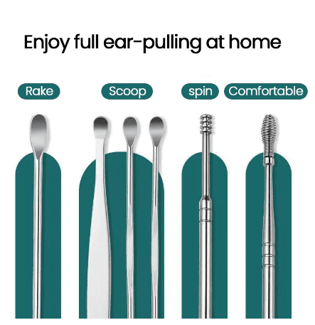 6pcs/set Ear Cleaner Wax Removal Stainless Steel Ear Wax Pickers Ear Cleaning Tools Spoon Earwax Remover Beauty Health Earpick - ENLIVE